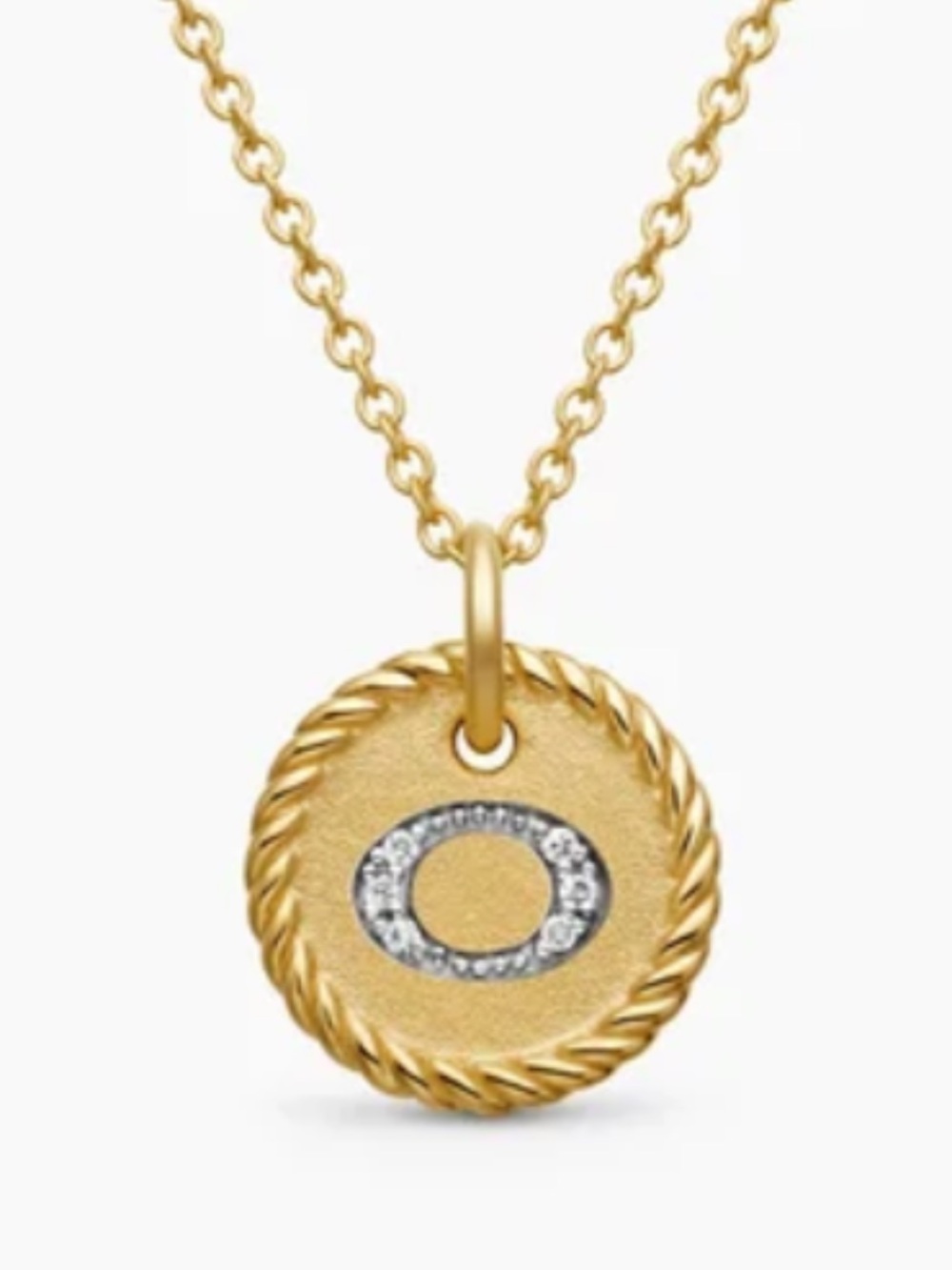 David Yurman Gold Initial “O”’Necklace with Diamond Accent - Women Jewelry